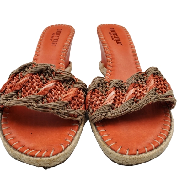 NEW Colin Stuart Orange Rattan Whipstitch Detail Wedge - Picture 2 of 10